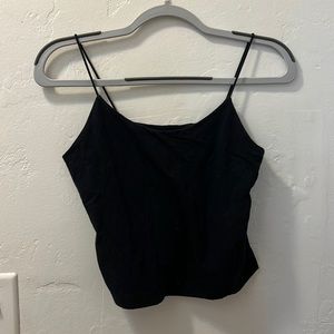 Black spaghetti strap tank top cropped cotton